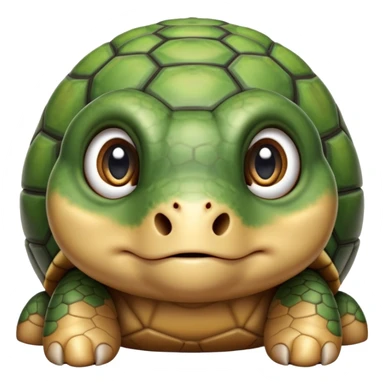 cinematic-baby tortoise-realistic--emoji,,-cute-wise-face-peering-ahead-with-calm-determination,-cute large-eyes-reflecting-centuries of wisdom, sticker