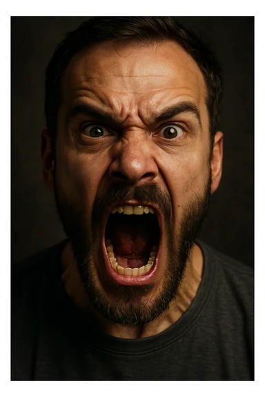 a person screaming with an expressive face, detailed and emotional sticker