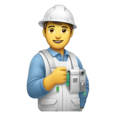 telecom technician with a fiber in one hand sticker