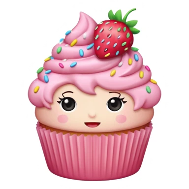 kawaii strawberry cupcake sticker