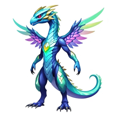 Shiny Futuristic Celestial Magical Ethereal Godly Divine Nebula-Fakemon-Pokemon-Digimon-Spectrobes-Raptor-fusion, full body sticker