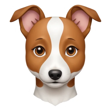 a fully white jack russell the size of a kelpie with a half white face sticker