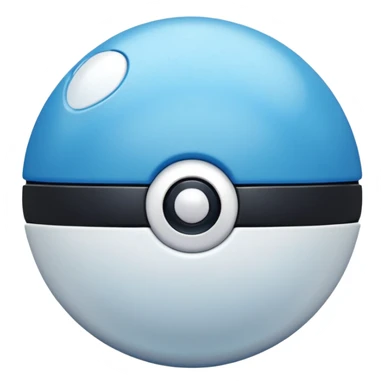 blue pokeball emoji, top half is a more saturated blue, bottom half is white, black stripe, with a white sheen, with a pearlescent finish, with a crack effect sticker