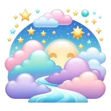 Pastel divine celestial glistening glossy shiny glittery scenery  sticker