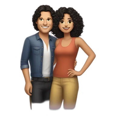 Carlos Vives with Colombian woman of 30's with short curly black hair sticker