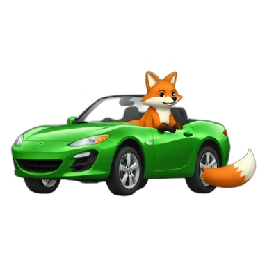 fox driving a green mazda sticker