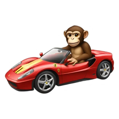Ferrari driving monkey sticker