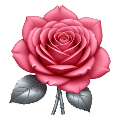 gray metal chrome rose, without green leaves, just flower sticker