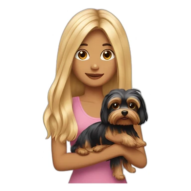 Lady—longhair-with-yorkie-on-hand sticker