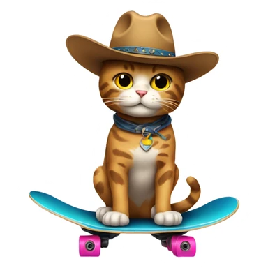 a cool cowboy cat on skateboard sticker
