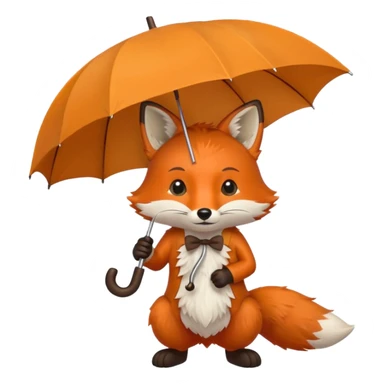 fox holding an umbrella sticker