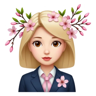 business woman with cherry blossom sticker