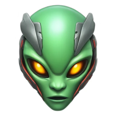 alien head with fireblades on top sticker