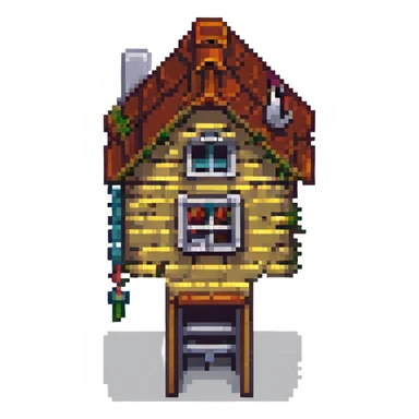 house pixel art style sticker