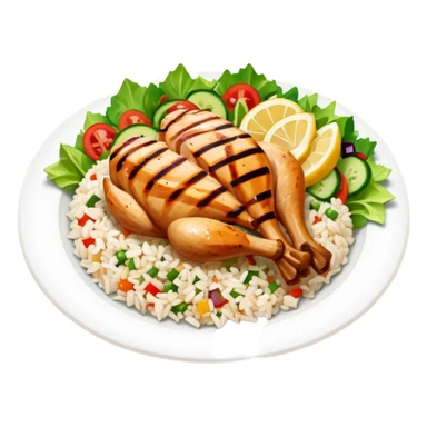 Grilled diced chicken and rice with salad sticker