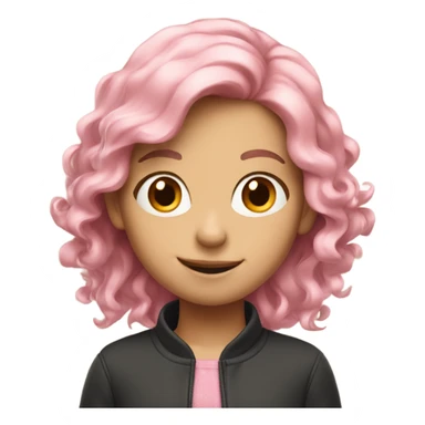 smiling girl with windy pink and blonde hair sticker
