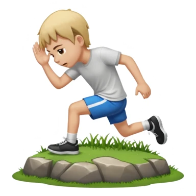 Person slipping on wet grass and hitting head on rock sticker