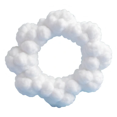 flying person made entirely of small very white fluffy convex clouds, minimalist, airy, no background, clean style sticker