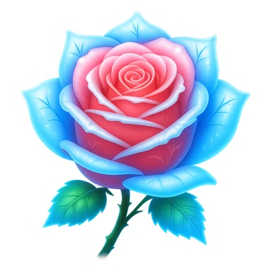 Make the ice rose glow in the style of emoji, preserving the emoji look and feel, with no background. sticker