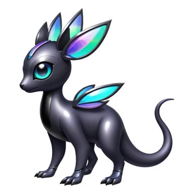 Modern futuristic Iridescent black dark fakemon-creature sticker