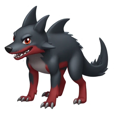 Cute cool black red nargacuga-shark-wolf animal hybrid Fakemon full body sticker