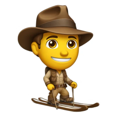 Indiana Jones avec des skis aux pieds sticker