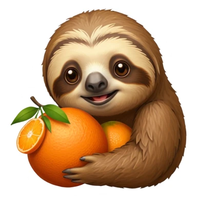 A sloth holding a tangerine sticker