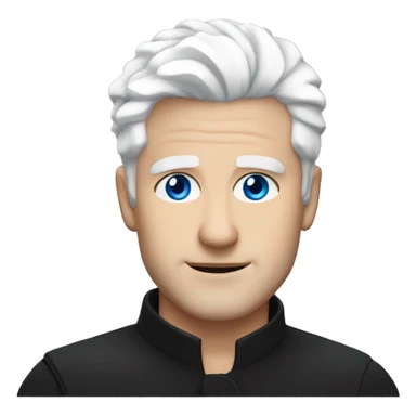 White haired man a blue eyes and white lashes white skin and black high neck shirt   sticker