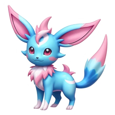 lush pastel-bright-vibrant warm-colored modern colorful neon-colored Fakémon-Digimon-Sylveon-Vaporeon-Pokémon-creature (full body) sticker