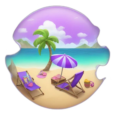 Sea vacation purple icon sticker