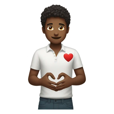 A handsome boy made a heart with is hands  sticker