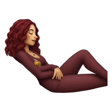 Beautiful tattooed burgundy long haired woman napping on sofa sticker