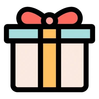 wrapped gift box with ribbon and bow sticker