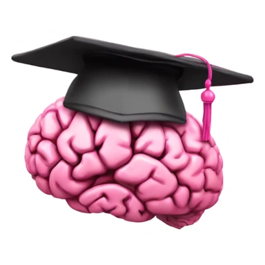 digital brain a pink graduation hat, do not humanize the brain sticker