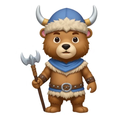 a cartoon Viking fully body bear with horned cap sticker