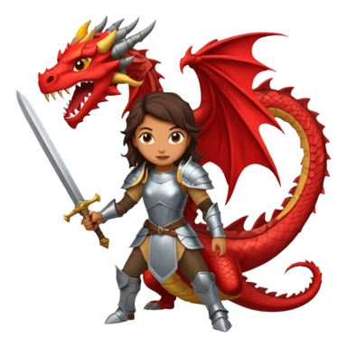 Fierce Latina in armor with a sword after a battle cutting off the head of a dragon sticker