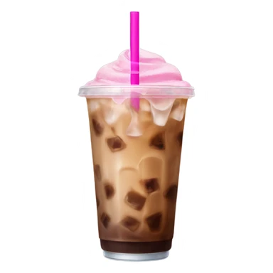 Iced coffee with pink straw sticker