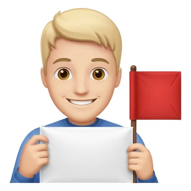 man holding banner sticker