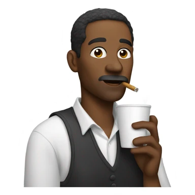 Man sipping out of cup with a smoke in the other hand  sticker