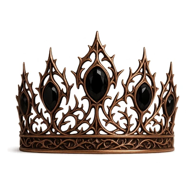 gothic crown in rose gold with black onyx and delicate thorn patterns, romantic and dark sticker