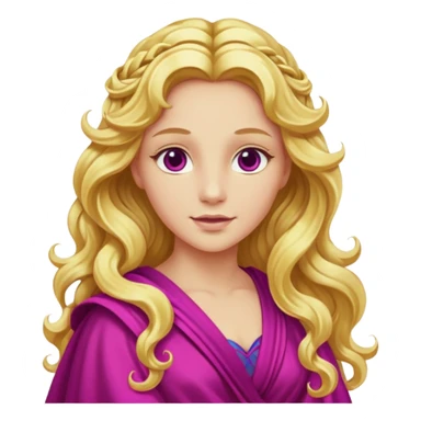 Venus from The Olympians with long golden blonde wavy hair, magenta stola sticker