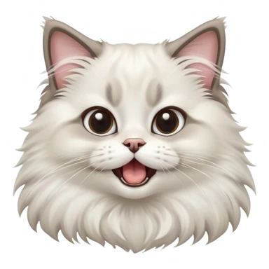 cinematic-adorable-big-eyed-fluffy-ragdoll-cat-portrait-emoji,-head-tilted-playfully-with-a-cute,-exaggerated-yawn,-white and grey fur,-simplified-yet-irresistibly-cute-features sticker