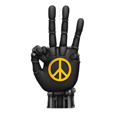 black robotic peace sign hand sticker