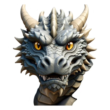 Cinematic Noble Giant Rock Dragon Portrait Emoji, Poised and awe-inspiring, with a massive, rugged form carved from ancient stone, featuring intricately textured scales that resemble weathered granite and basalt, and piercing, stony eyes echoing the strength of timeless mountains; rendered with lifelike detail and earthy natural highlights, high shine, formidable and grounded, styled with an aura of primordial majesty, focused and resolute, soft glowing outline, capturing the essence of an enduring rock titan ready to surge from the screen with ageless power! sticker