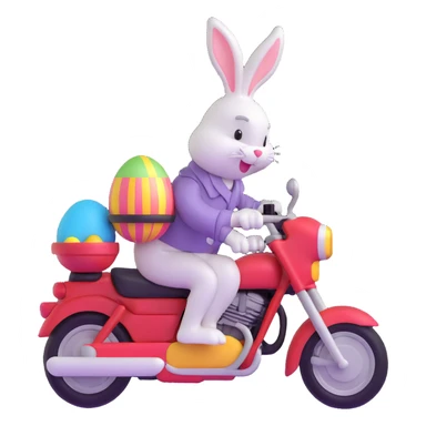 Easter bunny riding a motorcycle sticker