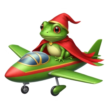 A frog wearing a cape and standing on a plane  sticker