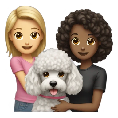 Dog poodle black with a girl sticker