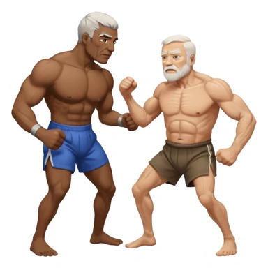 black guy and white old guy fighting sticker