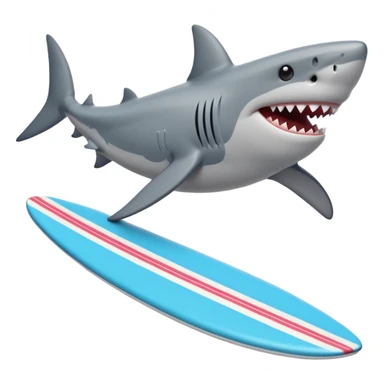 Shark riding a surf board sticker