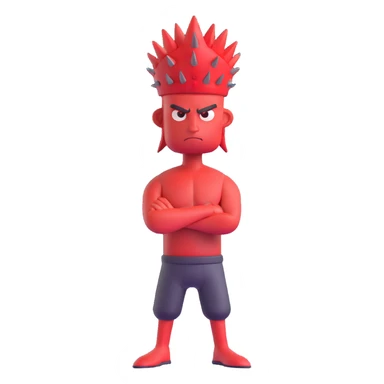 Sprunki character with red skin, wearing spikes on his head, standing confidently with arms crossed sticker
